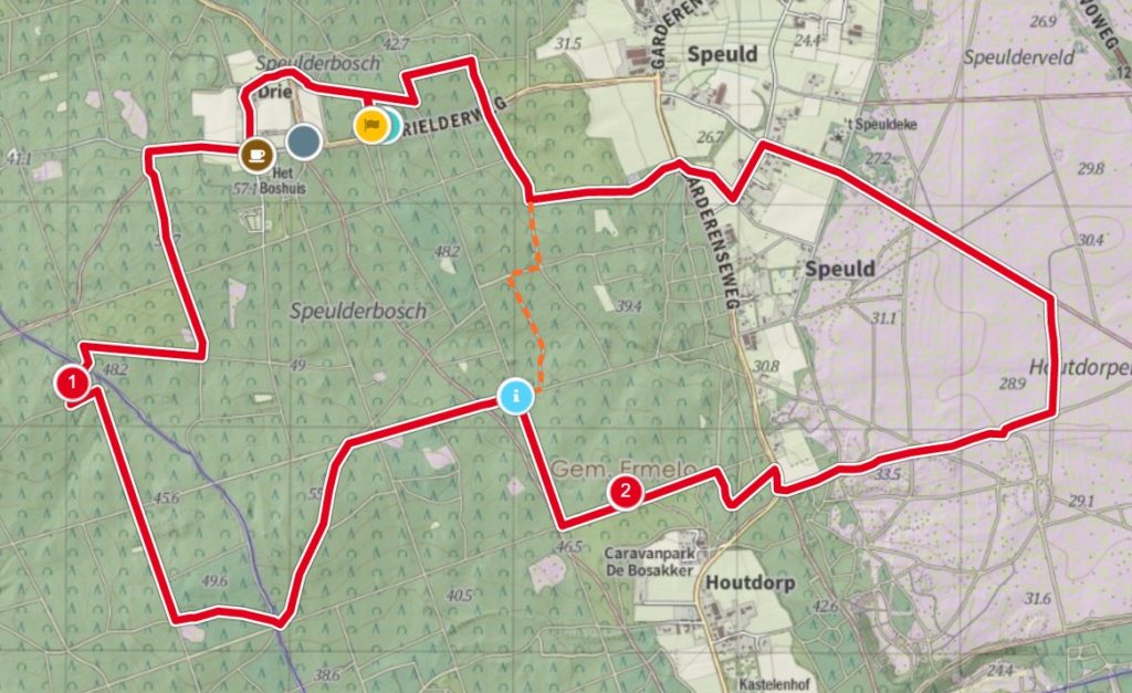 Routekaart wandeling door het Speulderbos