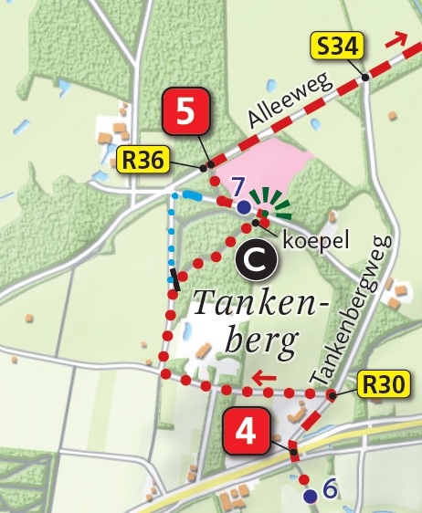 Routekaart Tankenberg nieuwe route